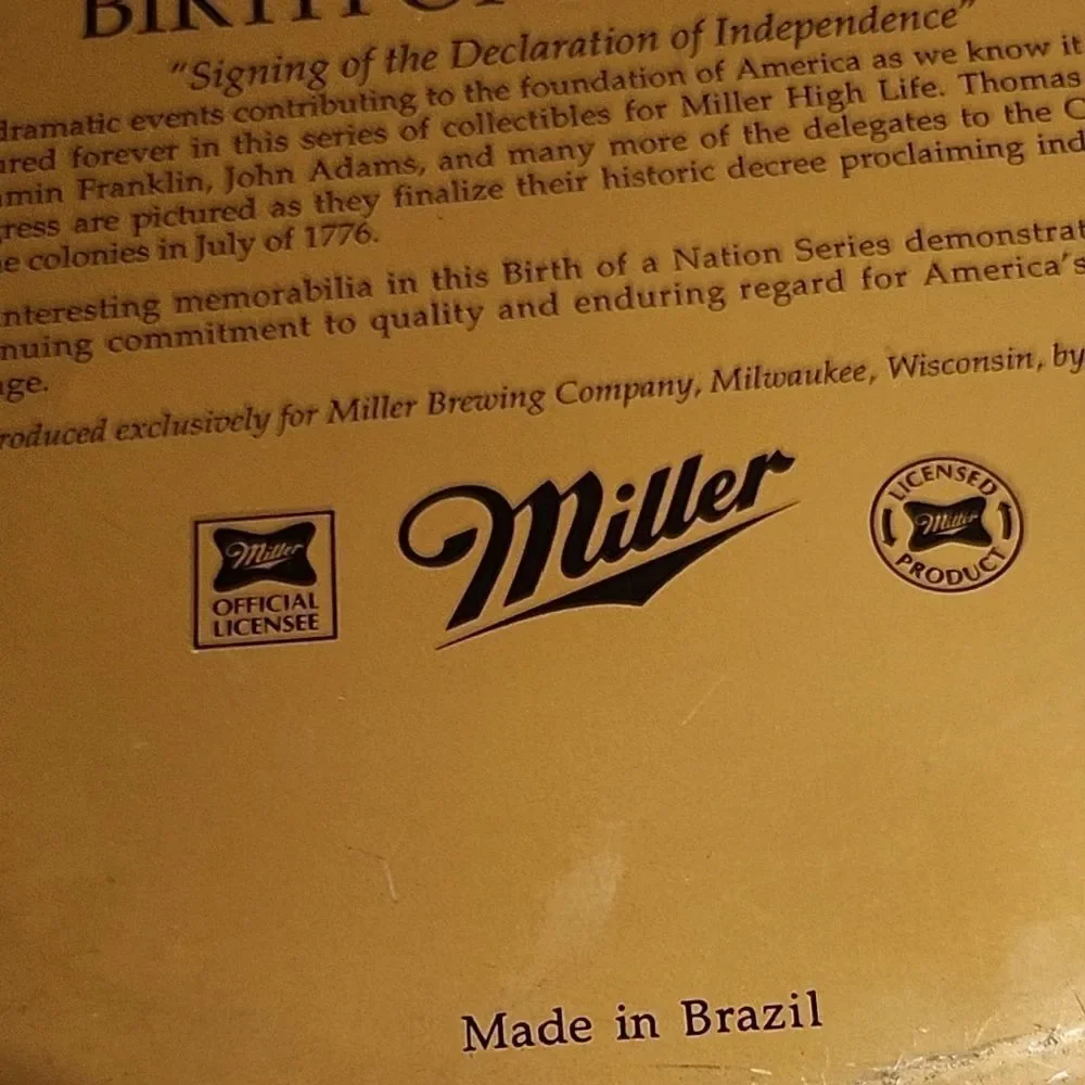1992 Miller Beer Tin Serving Tray with Historical Scene